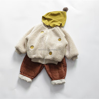 Manteau chaud pour enfants en velours d'agneau à fermeture éclair, doublé de coton épais, visage souriant, pour garçons et filles, hiver D254