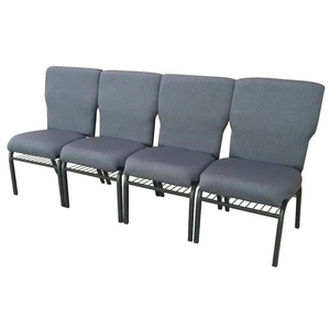 500 quantité minimale de commande usine directe haute qualité Style européen cadre en métal gris rembourré salle d'opéra chaises d'église empilables à vendre - Product Image 5