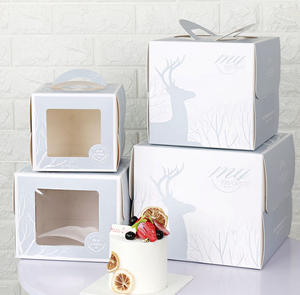 Boîte à gâteau écologique de haute qualité avec plateau en carton, fenêtre transparente et gaufrage, pour emballage de gâteaux de <span class=keywords><strong>mariage</strong></span> personnalisés - Product Image 2