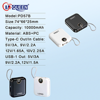Batterie externe ultra-fine 10000 mAh avec logo personnalisé, affichage numérique, batterie Li-polymère, PD 22,5 W, câble intégré, charge rapide portable