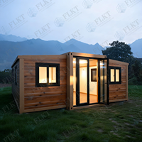 Maison conteneur extensible ignifuge et étanche entièrement meublée FLKT, garantie 2 ans, salon préfabriqué moderne et luxueux