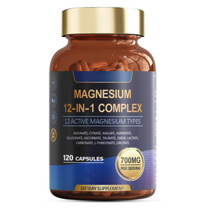 OEM ODM Complexe de Magnésium 700mg 12 Formes (Glycinate, Citrate, Malate, etc.) 120 Capsules GMP Halal ISO Vegan - Product Image 1