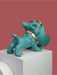 Stockage grande bouche de <span class=keywords><strong>chien</strong></span> bleu, téléphone à thème d'animaux avec cadre de lunettes en or, Figurines de décoration intérieure, clé ou bol à bonbons, en résine, plat à bonbons pour <span class=keywords><strong>chien</strong></span>, décoration de la maison - Product Image 2