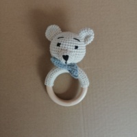 Ours en crochet naturel pour bébé, 100% fait main, jouet amigurumi doux en tricot avec rembourrage en coton PP, doudou