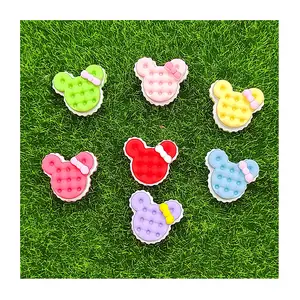 Novelty Cute Mouse Head With Bowknot Kawaii Waffle Biscuit Cookies Miniature Dollhouse Food Embellishment For Jewelry Making DIY