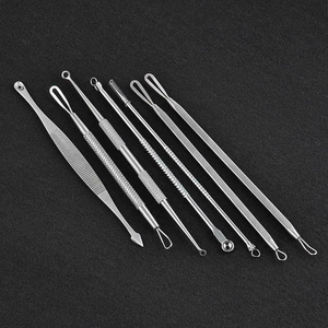 ชุดเครื่องมือกำจัดสิวหัวดำทำจากสเตนเลสสตีลจากญี่ปุ่นมือโปรเครื่องดูดสิวใบหน้าสีเงิน - Product Image 2