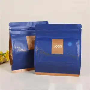 Pochette d'emballage refermable avec logo personnalisé pour superaliments crémier en poudre avec fermeture éclair sac de nourriture debout en plastique laminé