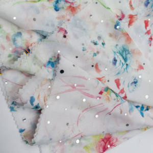 Lujo 75D impresión Floral lunares lentejuelas gasa tela buena calidad Material transpirable para mujeres vestidos de novia niñas - Product Image 6