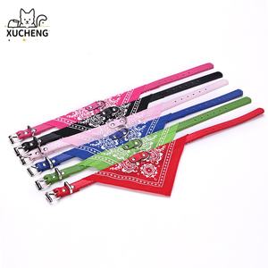Nueva llegada de lujo suave y duradero PU cuero <span class=keywords><strong>Collar</strong></span> pequeños gatos medianos perros personalizable triángulo estampado collares para mascotas - Product Image 2