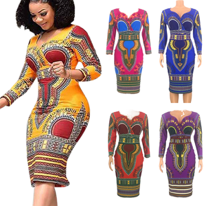 Vestido Dashiki <span class=keywords><strong>Africano</strong></span> Moderno de Poliéster de Talla Grande, Estampado Tropical Ankara, Túnica Africana de Manga Corta, Traje Étnico - Product Image 3