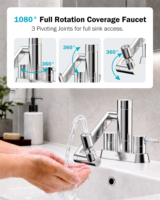 Robinet de filtration d'eau en chrome SUS304 1440 °   Filtre à eau pour robinet avec aérateur pivotant pour usage domestique