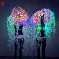 LED Gogo Dancer Suit Jellyfish Mantilla Party Luminous Bikini Pants Girl Sexy Underwear Bra Carnival Nightclub Bar 1 Piece