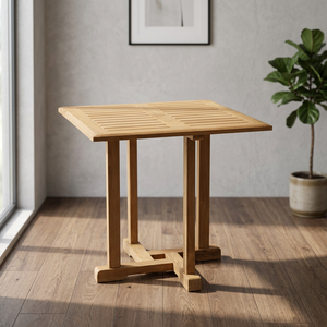 Mesa de Centro Plegable Cuadrada de Estilo Moderno para Exteriores, Madera Maciza de Teca Duradera, Cojín No Impermeable, para Comedor, Playa, Sala de Estar, Parque - Product Image 4