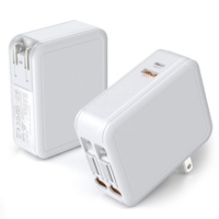 Cargador Rápido GaN PD de 65W, 4 en 1, Cable USB C Retráctil, Cargador de Pared con Enchufe para EE. UU., UE, Reino Unido y Australia, Bloque de Carga Portátil para Teléfono y Laptop