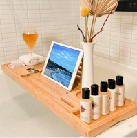 Plateau de bain pliable en bambou, table de bain extensible, plateau de bain pour tous les accessoires de bain, cadeau de luxe parfait pour se détendre