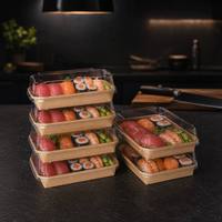 Scatola per Sushi in Carta con Coperchio a Cupola in PET Trasparente, Contenitore Monouso Ecologico per Sushi da Asporto, Direttamente dalla Fabbrica, Basso MOQ, Campione Gratuito