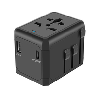 Pengisi daya dinding perjalanan untuk telepon US AU EU UK colokan semua dalam satu Universal adaptor perjalanan dengan USB C PD 20W adaptor pengisian cepat