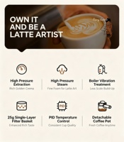 Machine à café semi-automatique avec mousseur à lait vapeur, machine à expresso compacte pour la maison, idéale pour le latte art et la préparation d'Americano