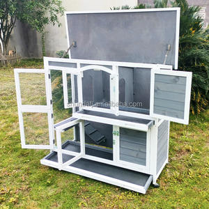 <span class=keywords><strong>Cage</strong></span> à lapins en bois avec roue, maison à deux étages pour cochons d'Inde, pour l'extérieur et l'intérieur, vente en gros d'usine - Product Image 4