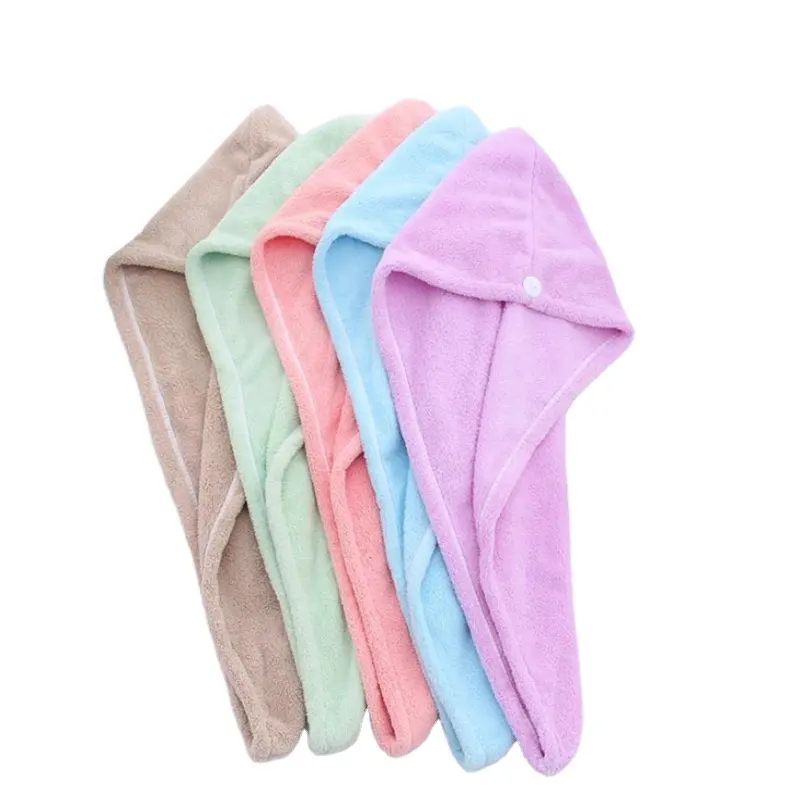 Groothandel Custom Premium Coral Fleece/Coral Fluwelen Microfiber Haar Droog Drogen Tulband Handdoek