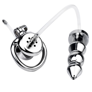 Jaula de Castidad Masculina FRRK con Catéter Uretral y Tapón Anal Metálico, Dispositivo de Bloqueo de Pene BDSM, Juguetes Sexuales - Product Image 1