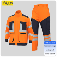 Combinaisons de Travail de Sécurité Haute Visibilité Orange Fluo pour l'Hiver, Tenues de Chantier Routier et de Circulation Imperméables