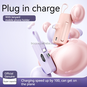 Mini Powerbank 5000mAh Portatile con Cavo Integrato, Caricabatterie con Spina Incorporata, Power Bank Elegante da 5000mAh - Product Image 2