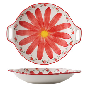 Customizable underglaze retro-style <b>ceramic</b> flower plates, high-value outdoor <b>baking</b> trays with an Instagram-worthy design. - Product Image 2