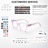 Lunettes optiques en acétate fabriquées à la main, personnalisables, de luxe, avec ornement, anti-lumière bleue, montures de lunettes pour un usage quotidien, OEM/ODM