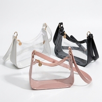 Clear PVC Shoulder Bag, Transparent Crossbody Purse, Stadium Approved Zip Handbag, Candy Color, Travel Festival Gift for Women