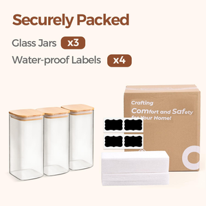 Square Borosilicate Glass Food Storage Jar With <b>Bamboo</b> Lid and Silicone Seal - Product Image 4