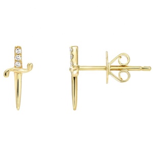 Bijoux fantaisie personnalisés <span class=keywords><strong>en</strong></span> argent sterling 925 Plaqué <span class=keywords><strong>or</strong></span> 18 carats <span class=keywords><strong>Piercing</strong></span> <span class=keywords><strong>Blanc</strong></span> Noir CZ Zircon Poignard Épée Boucles d'oreilles pour femmes - Product Image 1