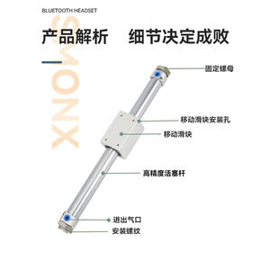 Cylindre sans tige à coupleur magnétique Airtac RMS, course longue, 10/16/20/25/32/40-200*300 500, structure compacte, piston pour l'agriculture - Product Image 1