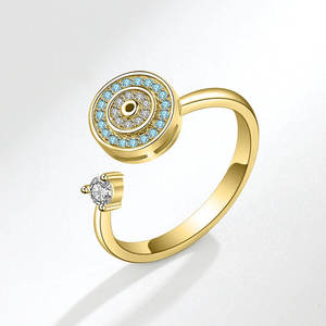 Rotatif Spinner Anneau Bijoux Style Ethnique Blanc Zircon Spinner Anneaux Démon Yeux Rotatif Réglable Fidget Anneaux Pour L'anxiété - Product Image 3