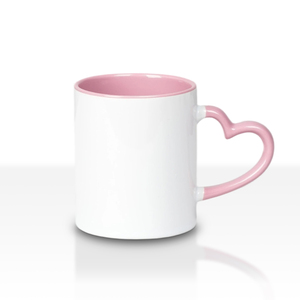 Taza de cerámica en blanco de 11 oz con asa de corazón y interior de color, ideal para prensa de calor DIY, regalo para el hogar u oficina, venta al por mayor - Product Image 5