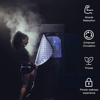 Cabina de Sauna de Acrílico Negro con Ventanas, Control por Computadora, Vapor Húmedo de 850-1000W, 110V 220V 240V, Repuestos Gratuitos, 7.5kg