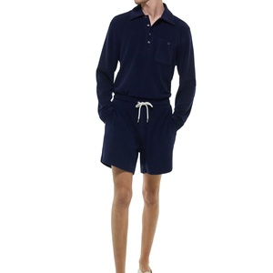 Ensemble de survêtement sportif d'été respirant en polyester/coton tricoté imprimé pour homme, avec manches longues et short, et coutures invisibles - Product Image 2