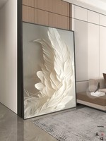 Peinture décorative moderne et simple pour entrée de salon, thème plumes, en porcelaine de cristal, sur toile, avec cadre en aluminium, finition mate