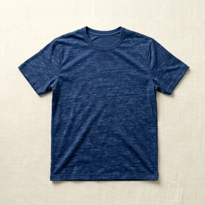 เสื้อยืดแขนสั้นสีน้ำเงินสำหรับผู้ชาย ทรงปกติ สีพื้น ลำลอง คอกลม ผ้าถัก ระบายอากาศได้ดี ผ้าฝ้าย - Product Image 1