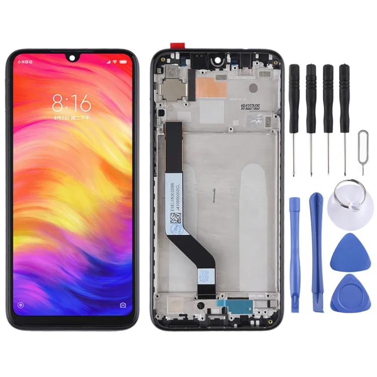 Bán buôn bán hàng trực tiếp Bảng điều khiển màn hình LCD TFT cho Xiaomi Redmi Note 7 / Redmi Note 7 Pro số hóa lắp ráp đầy đủ với khung (màu đen)