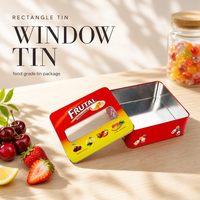 Boîtes rectangulaires en fer blanc avec couvercle fenêtré pour biscuits, bonbons, chocolat, cadeaux, snacks, thé, chewing-gum, sucre - Vente en gros