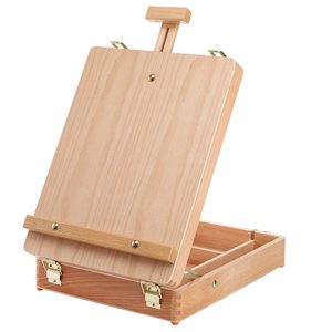 Panwenbo Boîte à croquis portable en bois de hêtre Boîte de rangement pour <span class=keywords><strong>chevalet</strong></span> de table en bois réglable pour peinture - Product Image 1