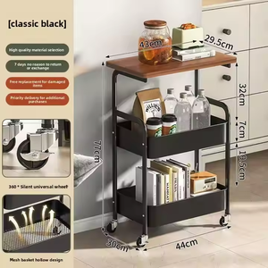 주방 및 욕실용 테이블 보드가있는 소형 3 단 철제 이동식 선반 4 륜 스낵 보관 카트 - Product Image 5
