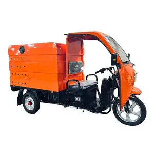 Tr uk sampah roda tiga lastrik, kendaraan cuci elektrik tekanan tinggi 60 В 600 л tangki air