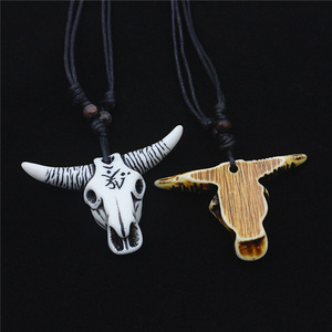 Bijoux rétro Style <span class=keywords><strong>Tribal</strong></span> Imitation Yak Os Collier Amulette Cadeau Tauren Collier <span class=keywords><strong>Taureau</strong></span> Crâne Pendentif Cool Ox Head Choker - Product Image 3