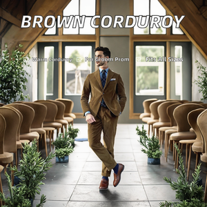 Winter New Arrival Brown Worsted Single Breasted Plus Size Men's Suits <b>Blazer</b> <b>Sets</b> Groom Dinner Prom Tuxedo Party Wedding Suit - Product Image 2