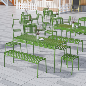 Ensemble de mobilier d'extérieur moderne en métal <span class=keywords><strong>table</strong></span> carrée <span class=keywords><strong>chaise</strong></span> pour villa cour jardin <span class=keywords><strong>balcon</strong></span> boutique de thé au lait banc de thé de loisirs - Product Image 4