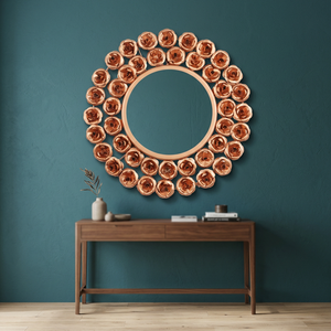Round Bohemian Decorative Mirror With Gold Leaf Frame Handmade Brass Wall Mirror For Home Decor - Product Image 6