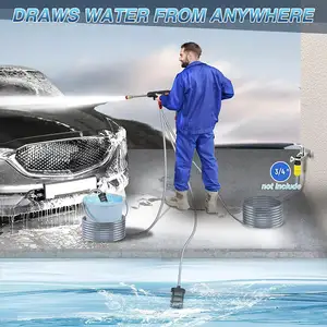 21v High Pressure Cordless Car Washer Wireless Spray Portable Water Gun Cleaning Machine For Irrigation With Lithium Battery