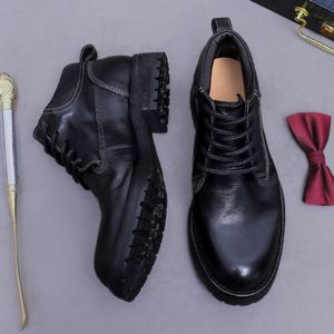 Chaussures en cuir pour hommes, style business décontracté, à semelle épaisse et talon haut, mocassins en cuir brillant, chaussures de mariage formelles pour hommes - Product Image 5